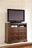 Media Chest Traditional Style with Six Drawers in Deep Brown Finish