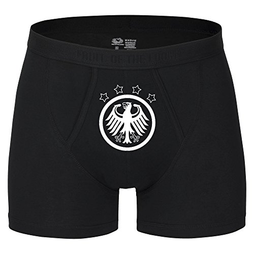 Boxer Short Deutschland Retro EM 2016 in Frankreich France schwarz Germany Deutschland, Größe:S