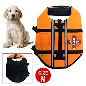 Size M Night Reflective Pet Saver Dog Life Jacket Vest by uxcell