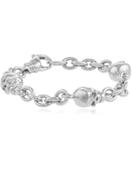 ROTENIER "Skull" Sterling Silver Cable 3 Skulls Link Bracelet