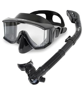 Aqua Lung Sport Panoramic Purge Mask Snorkel Set, All Black