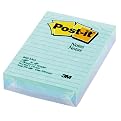 3M Post-it 4 x 6 Inch Aqua Wave/Lavender Mist/Neptune Ruled Notes, 100 Sheets 3 Pack (660-3AQ)