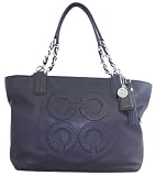 Coach Signature Colette OpArt Leather Logo Tote Black