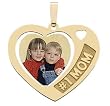 Custom Photo Pendant  Solid 14k White Gold Heart with #1 MOM Etched Photo Pendant Picture Charm Created From Your Favorite Photo