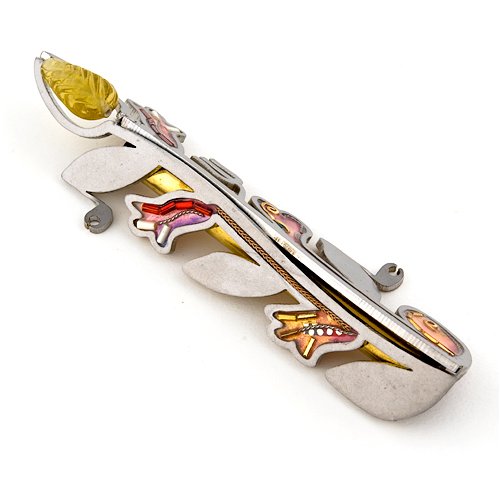Vine Mezuzah with Red and Yellow Flowers from the Artazia Collection #688R GM OM