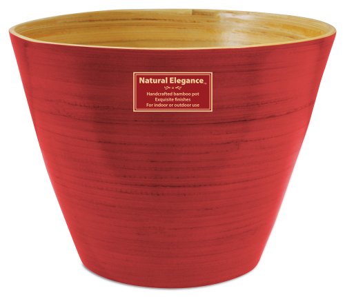 Listo Natural Elegance Bamboo Planter, 16-Inch, Tangerine Tango