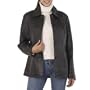 BGSD Women's New Zealand Lambskin Leather Car Coat - Black XL