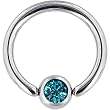 14 Gauge Swarovski&reg; Blue Zircon Gem Bcr Captive Ring