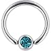 14 Gauge Swarovski&reg; Blue Zircon Gem Bcr Captive Ring