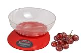 Creative Home Portion Pro Digital Kitchen Scales with Acrylic Bowl, Red