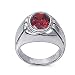 Rhodium Plated Sterling Silver Wedding & Engagement Ring Garnet Bezel Setting Ring 11MM ( Size 9 to 13) Size 12