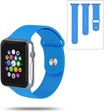 ZCGYLP Soft Silicone Apple Watch Band 38mm Replacement Wristbands for iWatch Sports Buckle Bracelet (Lake Blue)