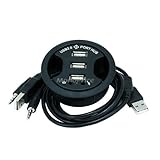 Monoprice 3-Ports USB 2.0 HUB with Audio (In-Desk) (106437)