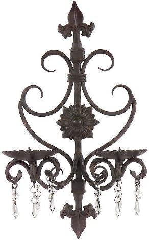 Elegant Iron Work Wall Sconce Candeholder w/Crystal Beads
