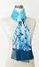 Georgette Hand-painted and Hand Rolled Two Tone Blue Floral Print - Silk Long Scarf 21