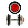 Stainless Steel Fake Plug with Red CZ - 16g Wire - 0g Fake Plug - Sold as a Pair Stainless Steel Fake Plug with Red CZ - 16g Wire - 0g Fake Plug - Sold as a Pair