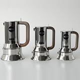 Alessi 6-Cup Espresso Coffee Maker in 18/10 Stainless Steel Mirror Polished with Magnetic Heat Diffusing Bottom