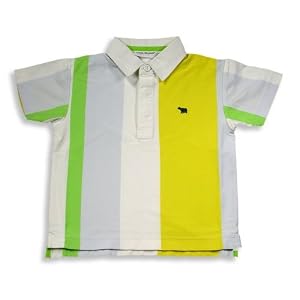 Cool Island - Toddler Boys and Boys Short Sleeve Striped Rugby Shirt, Yellow, White, Lime, Light Blue