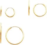 14k Polished 3-Pair Set - Endless Hoop Earrings