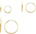 14K Gold 3 Pair Set Endless Hoop Earrings Jewelry
