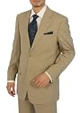 Presidential Suit Signature Collection Mens Suit Italian Merino Wool 140s Two Button Jacket Flat Front Pants Business Suit Sand Tan