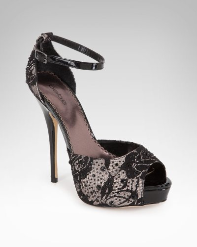 Bebe Helena Lace Pump - Web Exclusive Blush-Black Size 8 B(M) Us