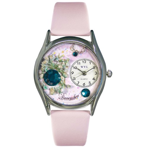 Whimsical Watches Women's S0910012 Imitation Birthstone: December Pink Leather Watch