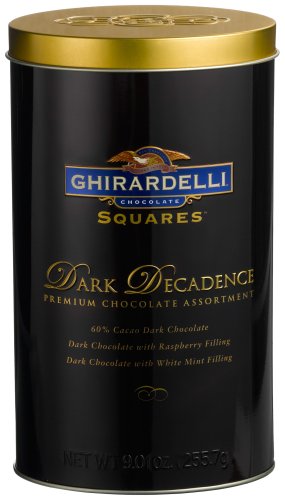 Ghirardelli Chocolate Squares Dark Decadence Chocolate Assortment, 9.01-Ounce Tall Oval Tins (Pack of 2)