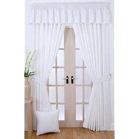 Nova White 66x72 Fully Lined Readymade Curtains
