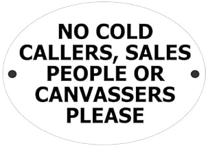 No Sales People Canvassers Cold Callers Door Sign Plaque - INCLUDES ...