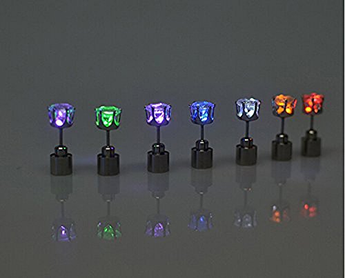 Esonstyle 10 Pair LED Earrings Glowing Light up Ear Drop Pendant Stud Stainless Multi-color