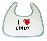 Baby Bib with I Love Lindy (first name/surname/nickname) by Shopzeus