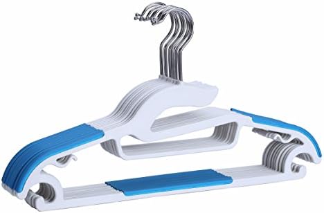 Homlove Dry Wet Amphibious Hanger Light Blue Set of 10 non-slip Shoulder Design, Steel Swivel Hooks