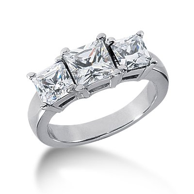 5 Ct Diamond Engagement Ring Princess Three Stone