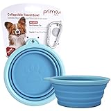 Prima Pet Expandable/ Collapsible Silicone Food & Water Travel Bowl with Clip for Small & Medium Dog and Cat, Size: 1.5 Cups (5.1 Inch Diameter Bowl) (AQUA)