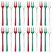 Red Green and Silver Cocktail Forks 24ct