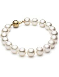 HinsonGayle AAA Gem Collection 9.0-9.5mm White Cultured Pearl Bracelet (14k Yellow Gold)