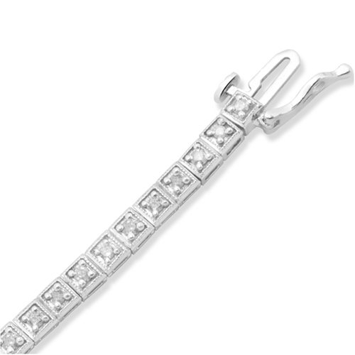 10k White Gold Diamond Bracelet (1 cttw, I-J Color, I3 Clarity), 7.25