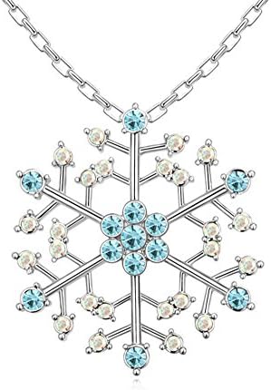 Beautiful Snowflake Necklace 18K White Gold and Austrian Crystal by Mayer Arts