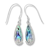 Sterling Silver Paua Shell Swirl Design Earrings by Sajen