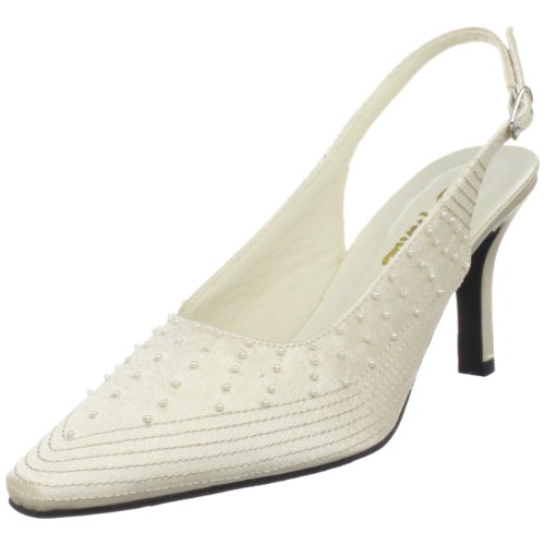 Annie Shoes Women's Sharil Slingback Pump,Ivory Satin,7 M US