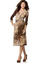 B-Slim Dress, Printed V-Neck Faux Wrap with Slimming Lining