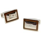 Brown Framed Titanium Cufflinks w/ Box