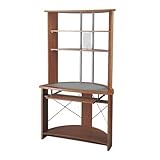 Cherry Finish Tower Workstation with Silver Accents