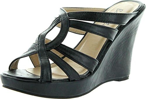 Bonnibel Womens Modina-2 Wedge Fashion Sandals,Black,7.5
