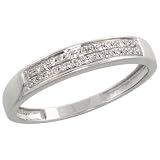 10k White Gold Ladies' Diamond Band, w/ 0.09 Carat Brilliant Cut Diamonds, 1/8 (3.5mm) wide