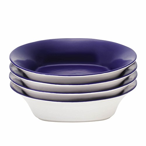 Rachael Ray Dinnerware Round and Square Pasta Bowl Set, 4-Piece, Blue