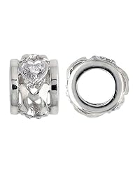 Storywheel® Created White Sapphire Bead / Charm in 925 Sterling Silver