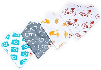 Adovely Baby Bandana Drool Bibs for Boys &amp; Girls 4pc Gift Set (Hipster)