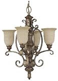 Murray Feiss F2174/4GIS/PCN Alderson Court Four-Light Chandelier in Gilded Imperial Silver/Pecan and Antique Excavation Glass